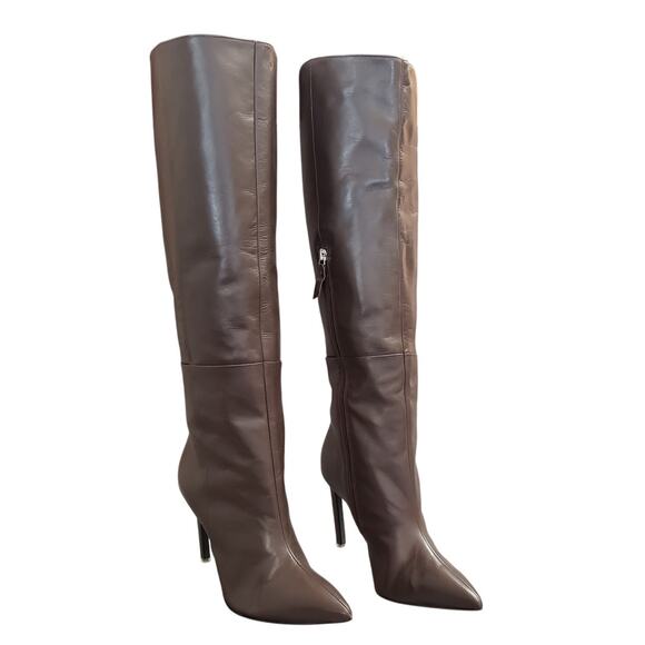 BLACK SUEDE STUDIO Taylor Heeled Boots Mulch Nappa Size 38.5‎ BSUE-WZ90 Brown - Picture 1 of 16